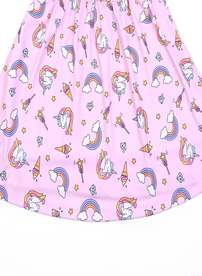 QPANCY Unicorn Dresses for Little Girls Summer Sun Swing Elastic Waist Dress Cloth 4t 5t - Image 4